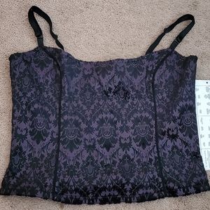 Lip Service QUOTH THE RAVEN Cami Top 2001 y2k Goth Purple & Black Embossed XL jr